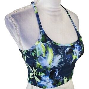 X By Gottex Navy & Green Floral Collection Sports Bra NWOT